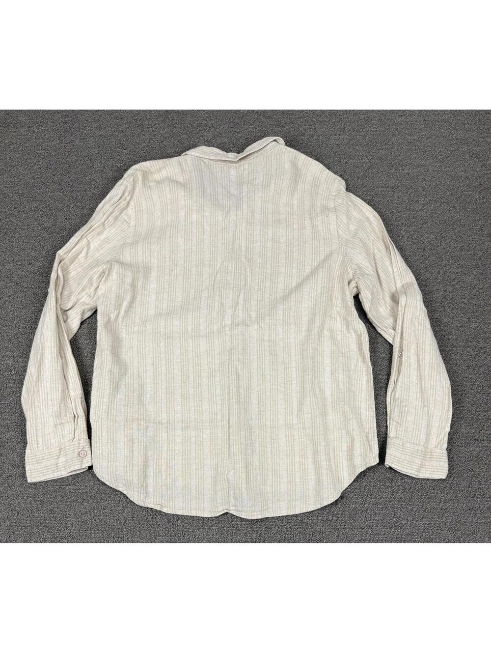 ORVIS Mens XL Linen Striped Button Up Shirt Beige Classic Collection Beach Sprin - Picture 2 of 8